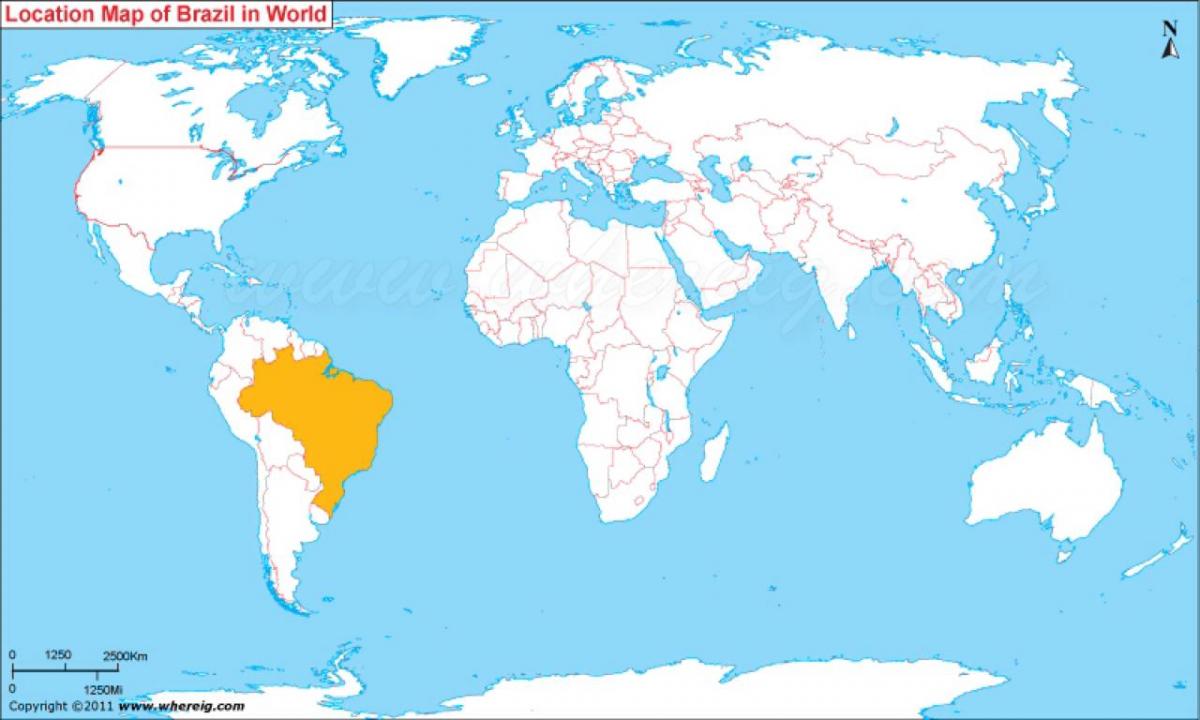 posizione del Brasile sulla mappa del mondo