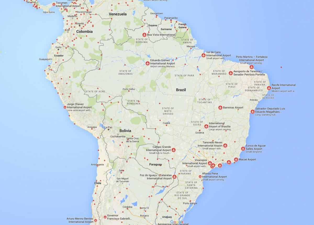 gli aeroporti internazionali in Brasile mappa