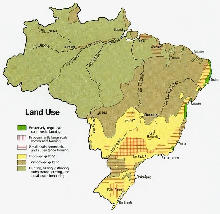 mappa di Brasile agricoltura