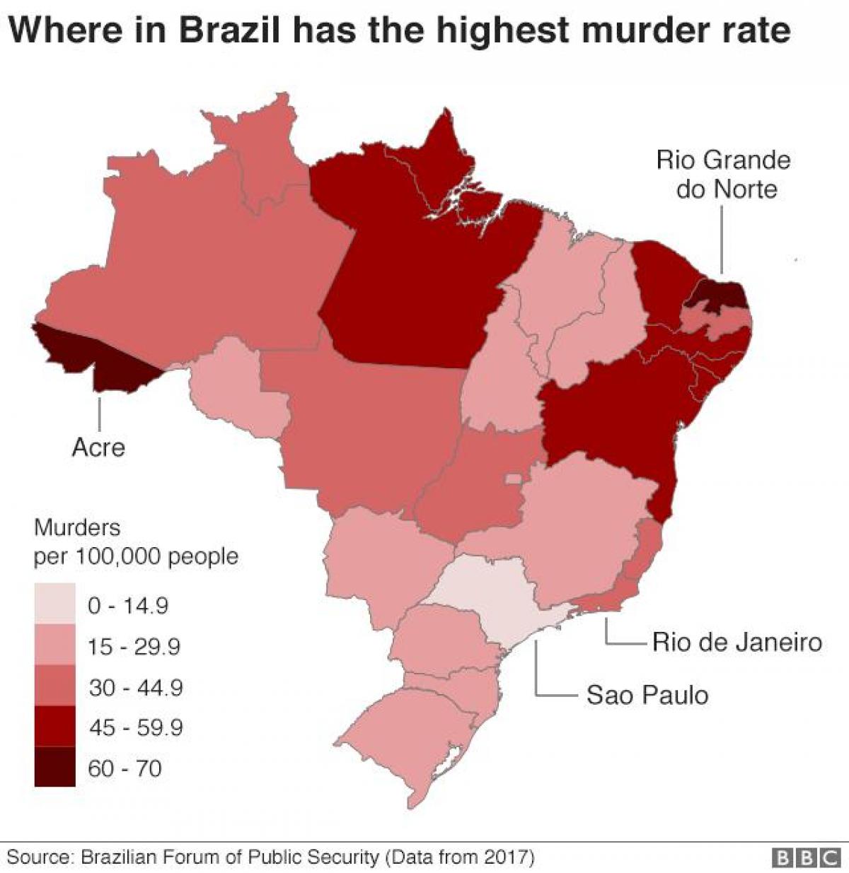 mappa di Brasile crimine