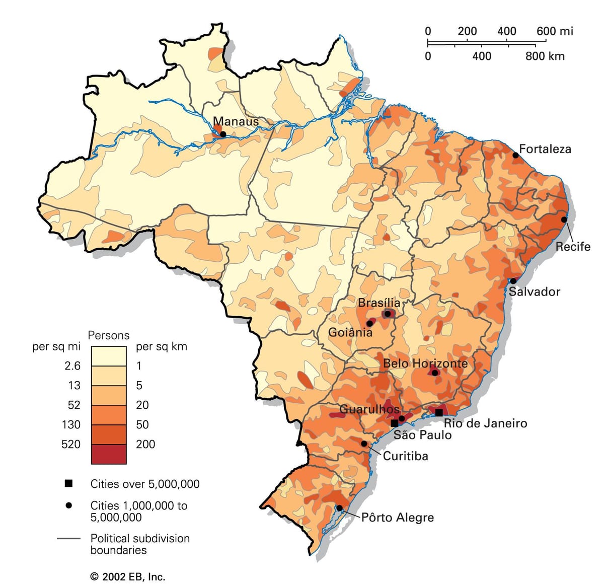 densità della popolazione la mappa Brasile