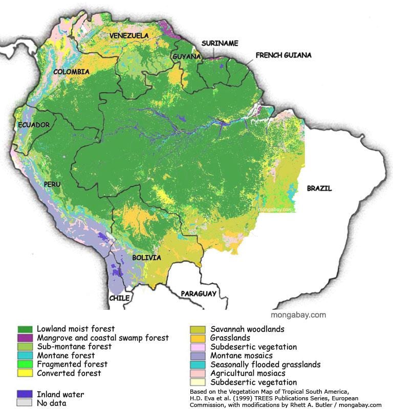 mappa di Brasile foreste