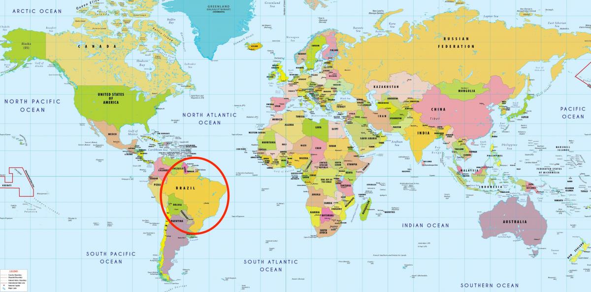 Brasile nella mappa del mondo