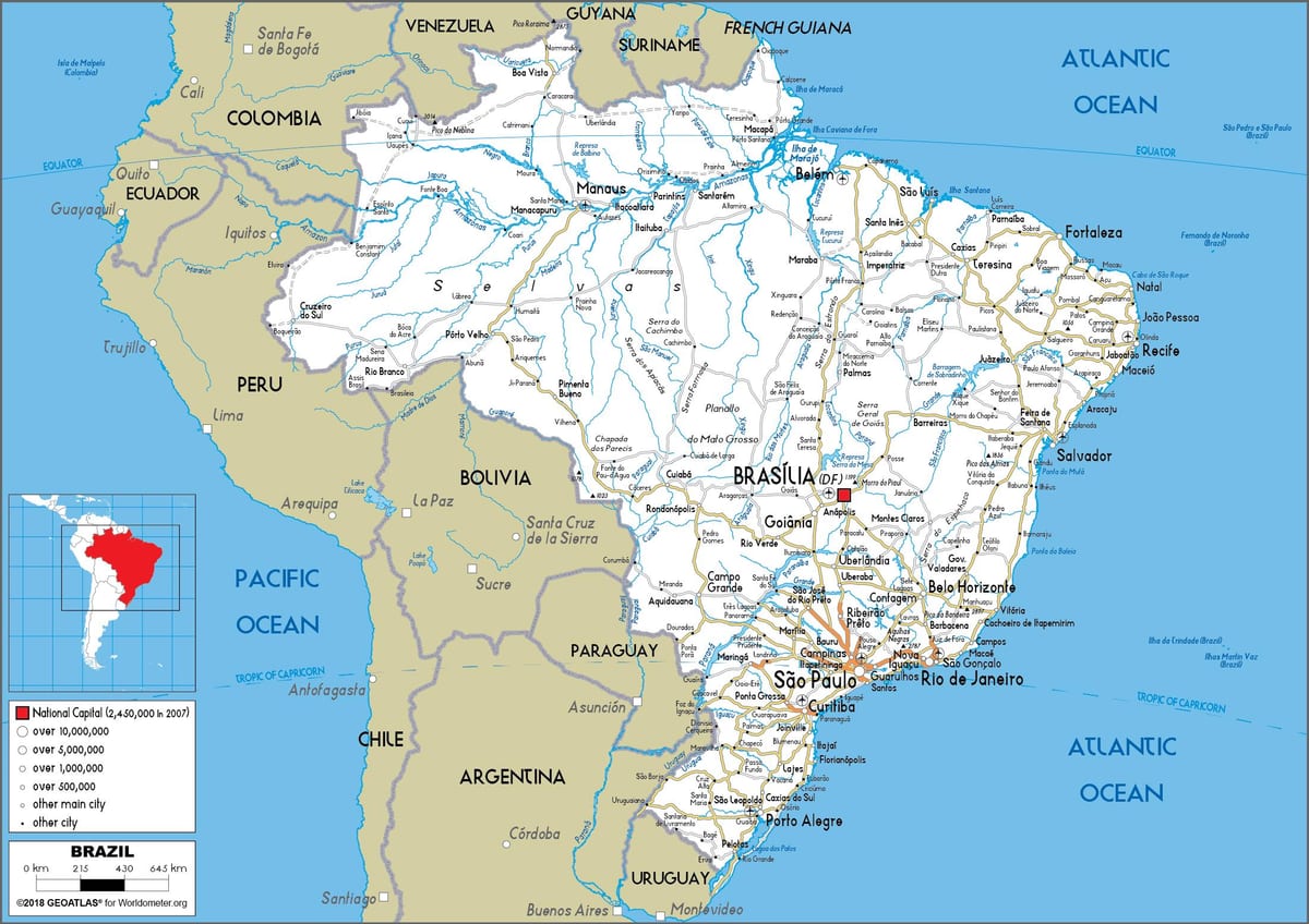 mappa stradale di Brasile