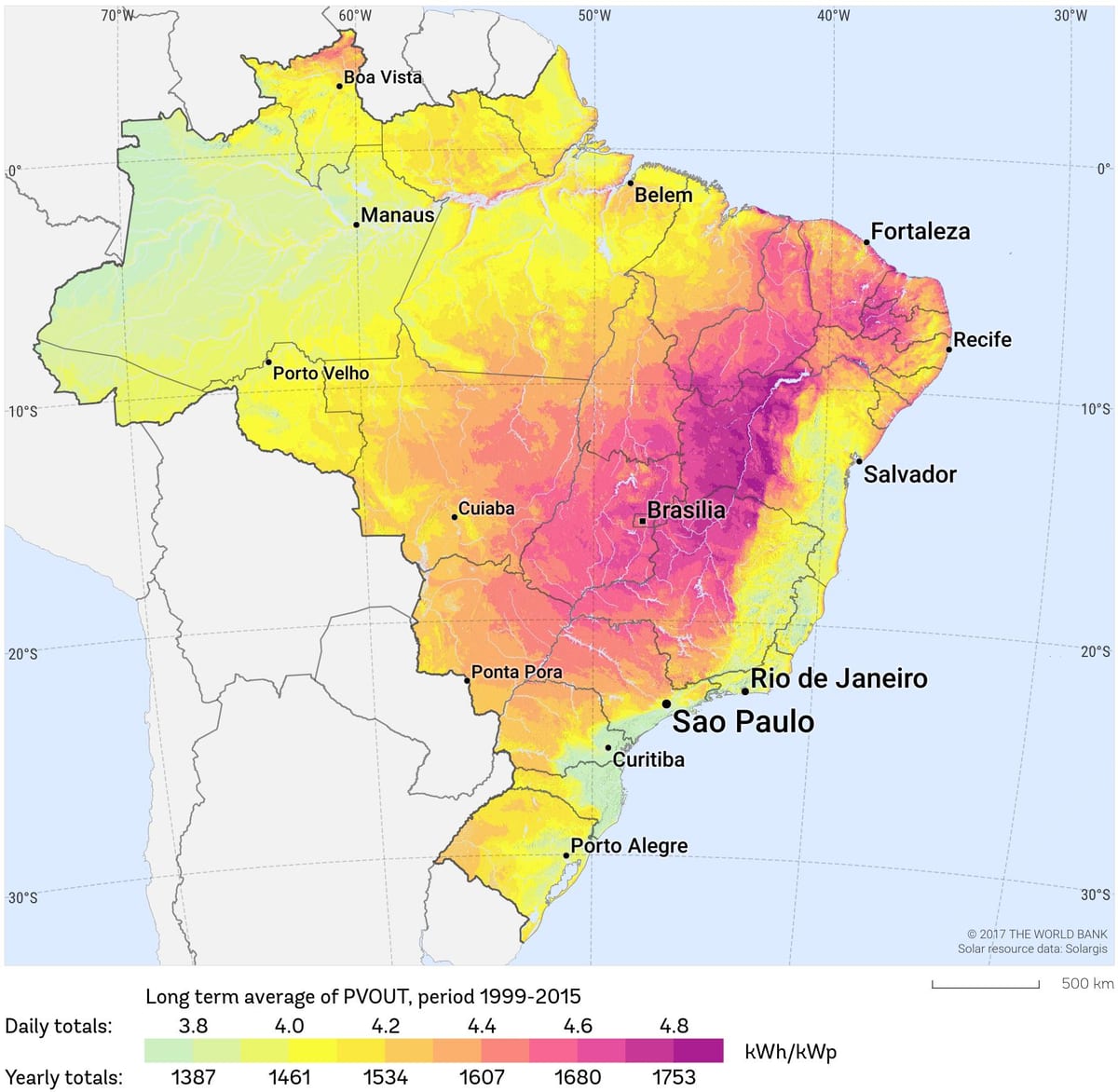 mappa di Brasile sole