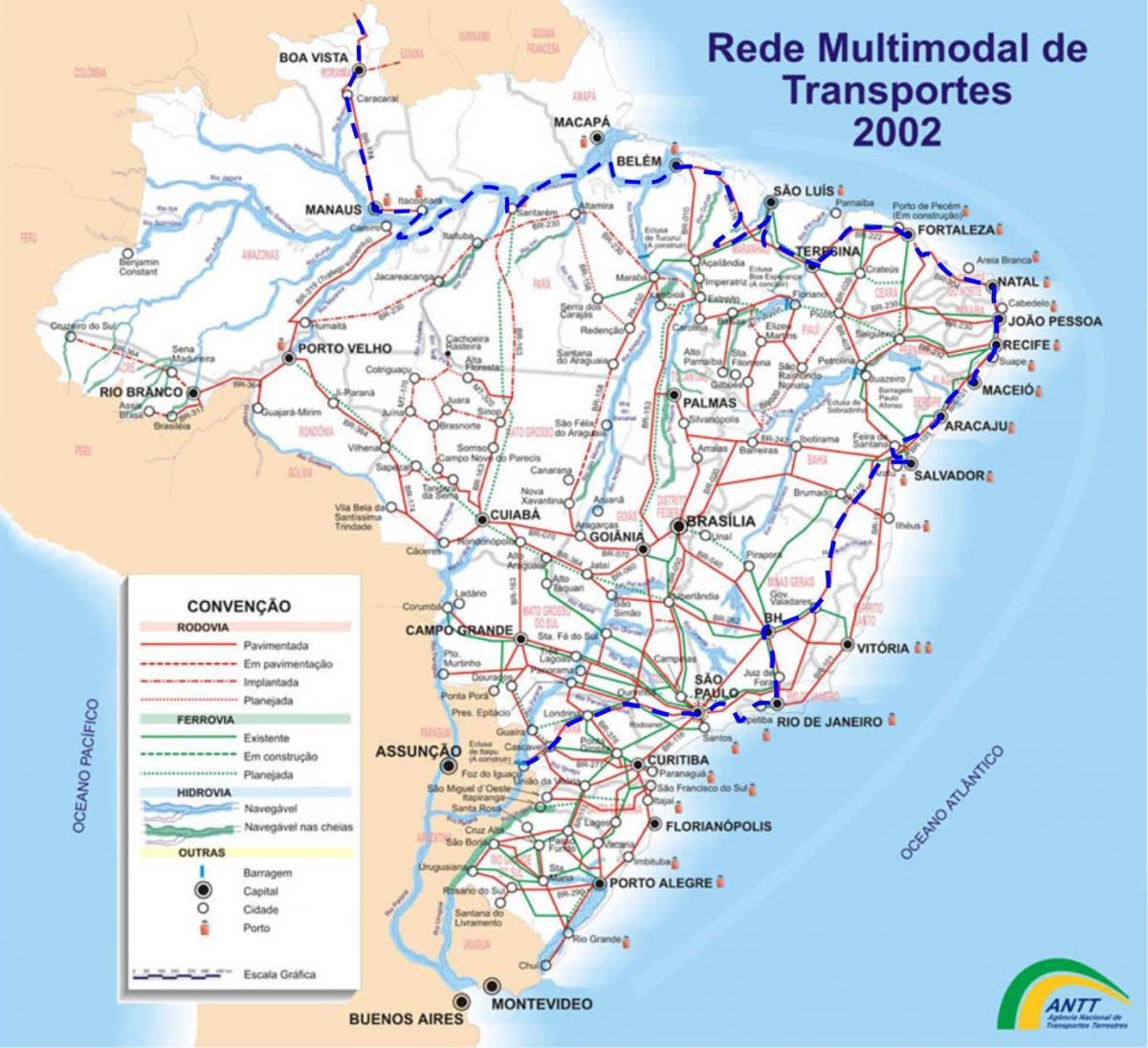 mappa di Brasile trasporti