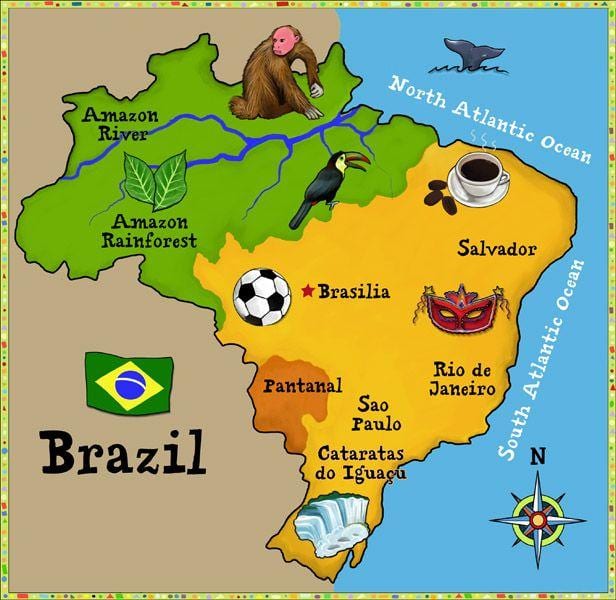 mappa del Brasile per i bambini