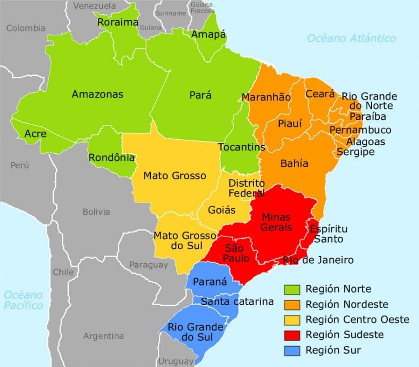 Regioni del brasile mappa