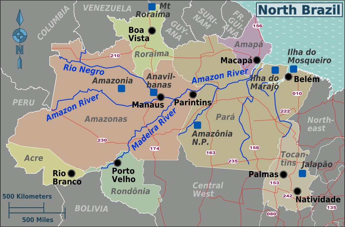 mappa del nord del Brasile
