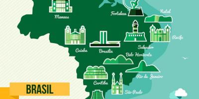 Mappa di Brasile monumenti