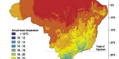 Mappa di Brasile temperatura