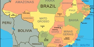 Mappa di Brasile con le città e gli stati