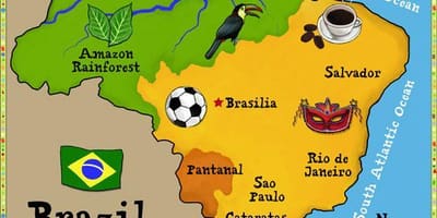 Mappa del Brasile per i bambini